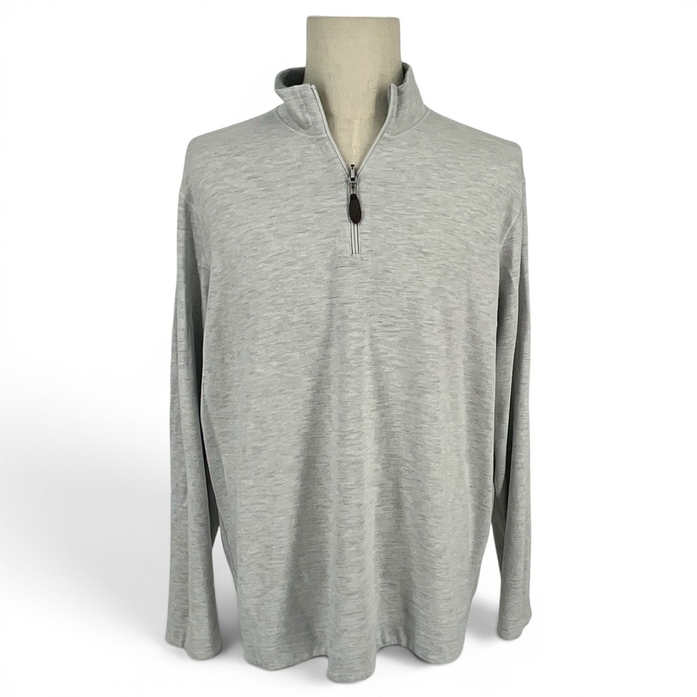 Johnston Murphy Reversible Mens Gray Space‎ Dye 1/4 Zip Pullover Sweater 2XL